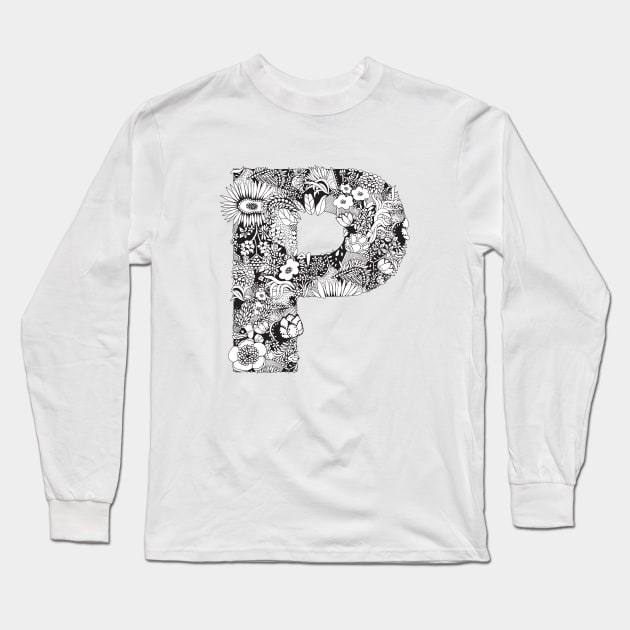 Floral Letter P Long Sleeve T-Shirt by HayleyLaurenDesign